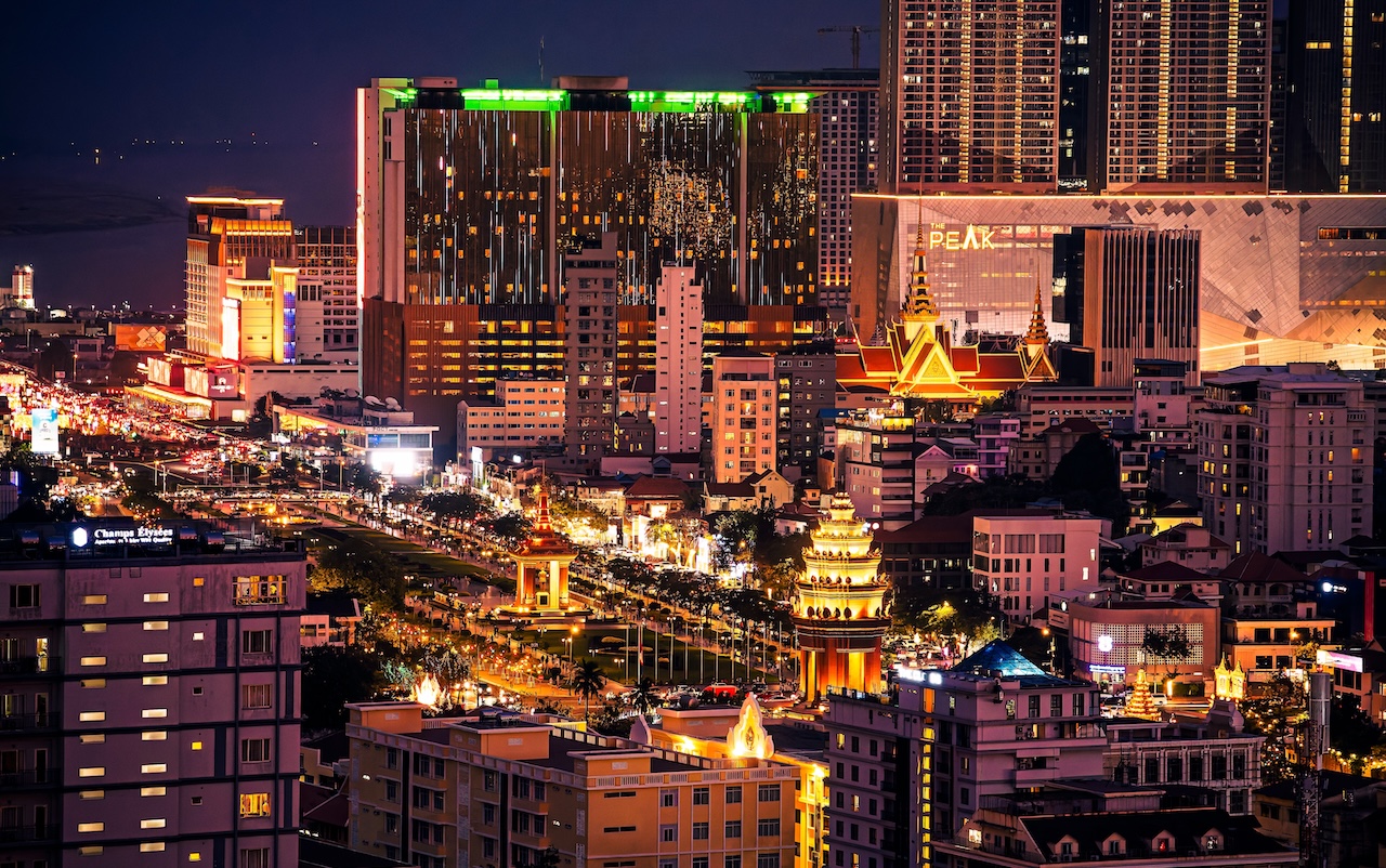 Phnom Penh, Cambodia - January 29 2025 : Cityscape at Dusk